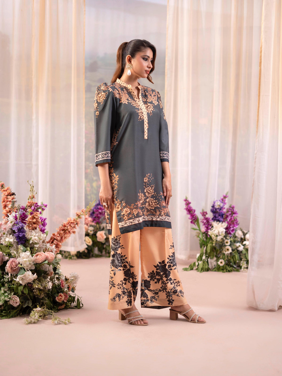 Rose Poly Lawn 2pc Co-Ord by Raniya.H