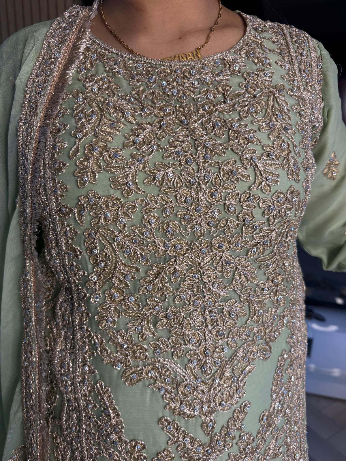 Manisba 3pc Mother & Daughter chiffon Suit With Plazzo