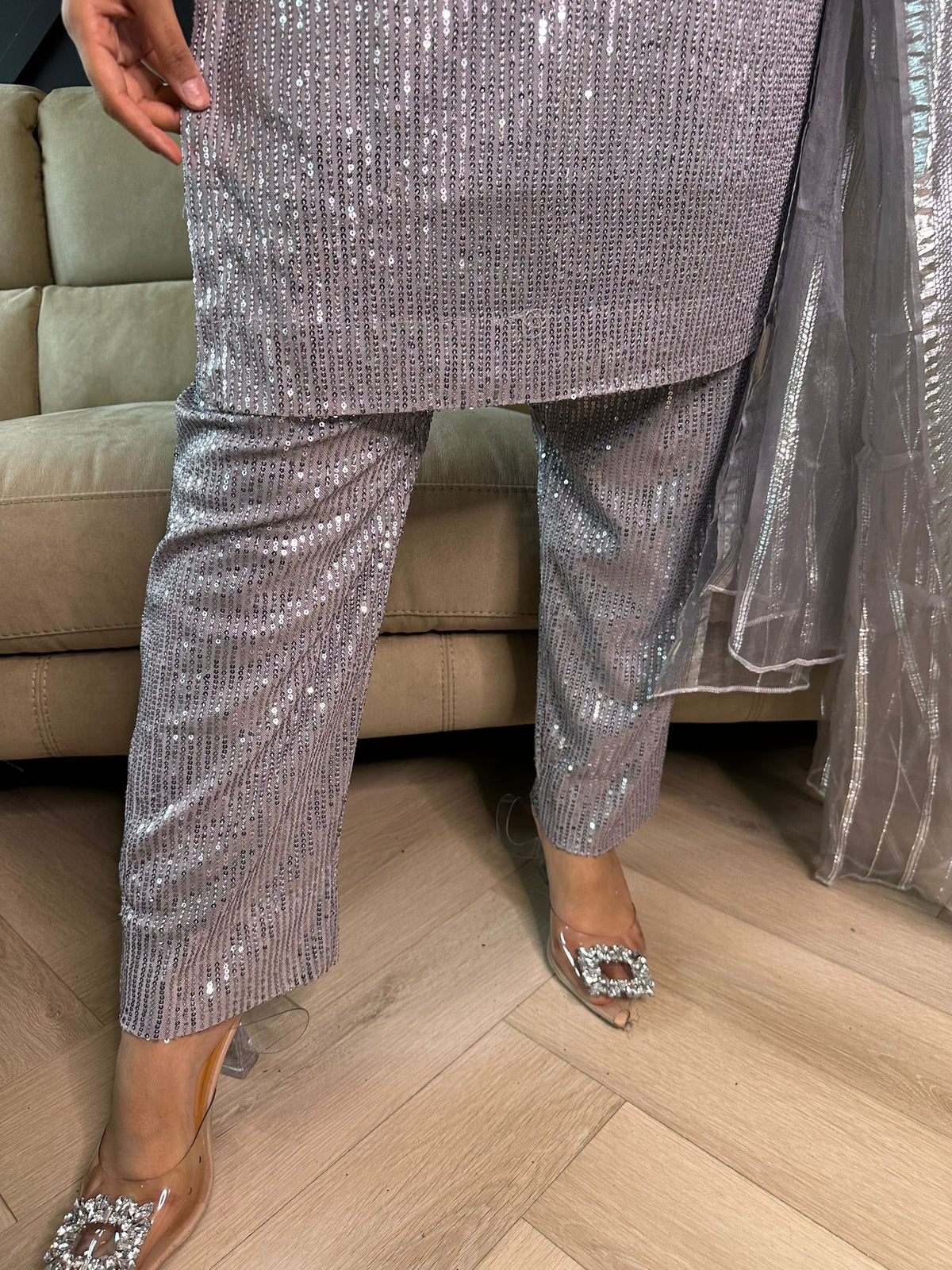 Kareena Sequin Suit  - Grey