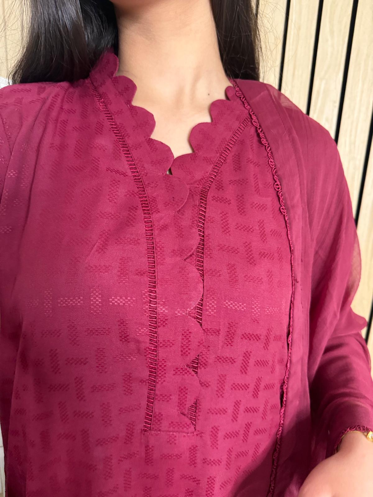 Raeesa 3pc Linen Suit with Chiffon Dupatta