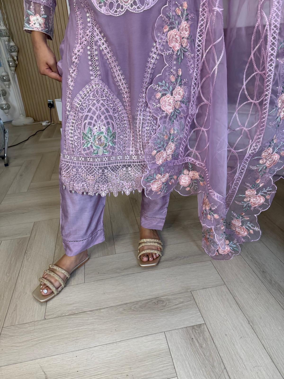 Atiqa Chiffon 3PC Suit With Organza Duppata