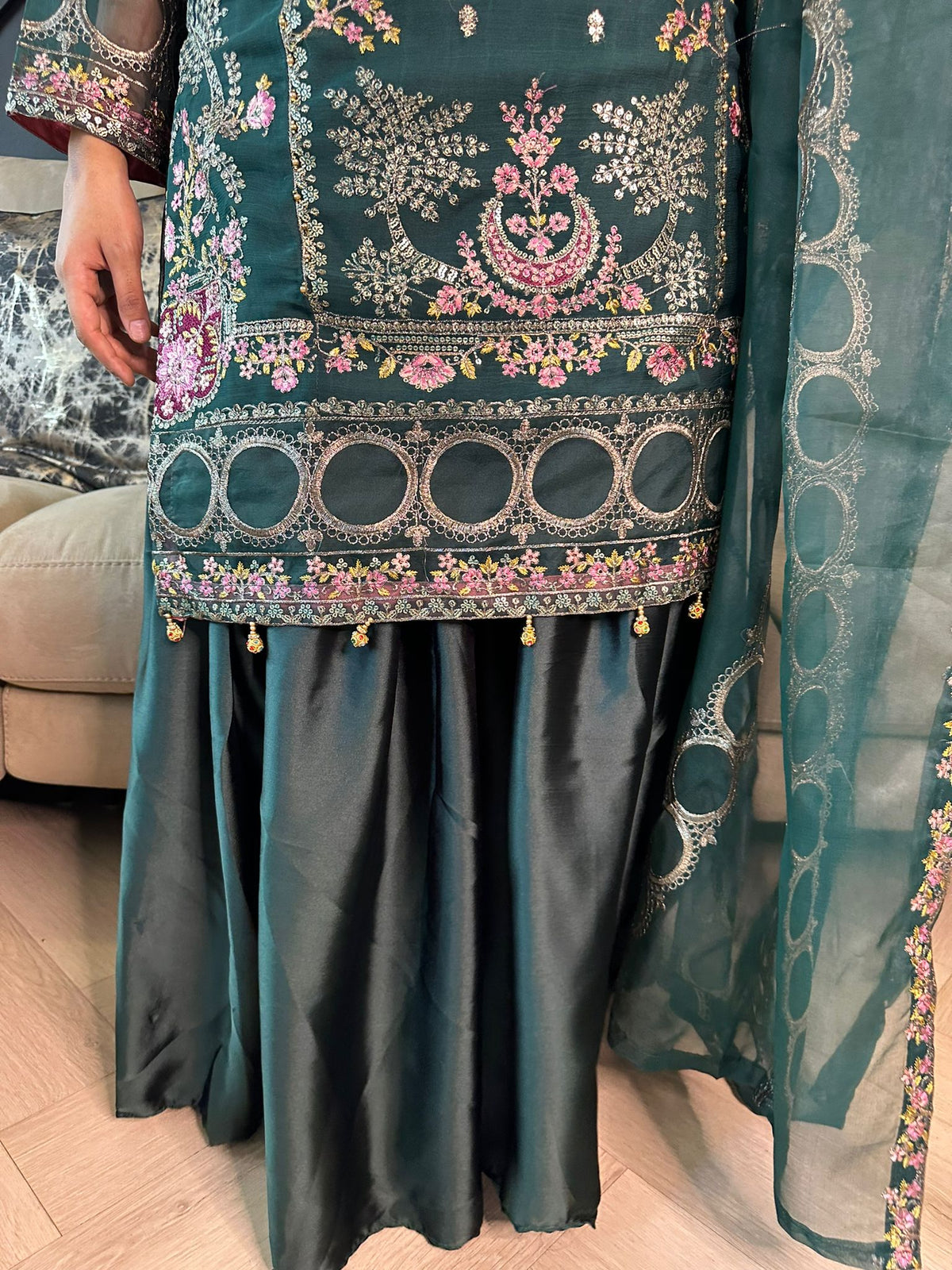 Diya Gharara - Dark Green