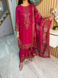 Latifa 3pc Chiffon Suit With Plazzo Trouser