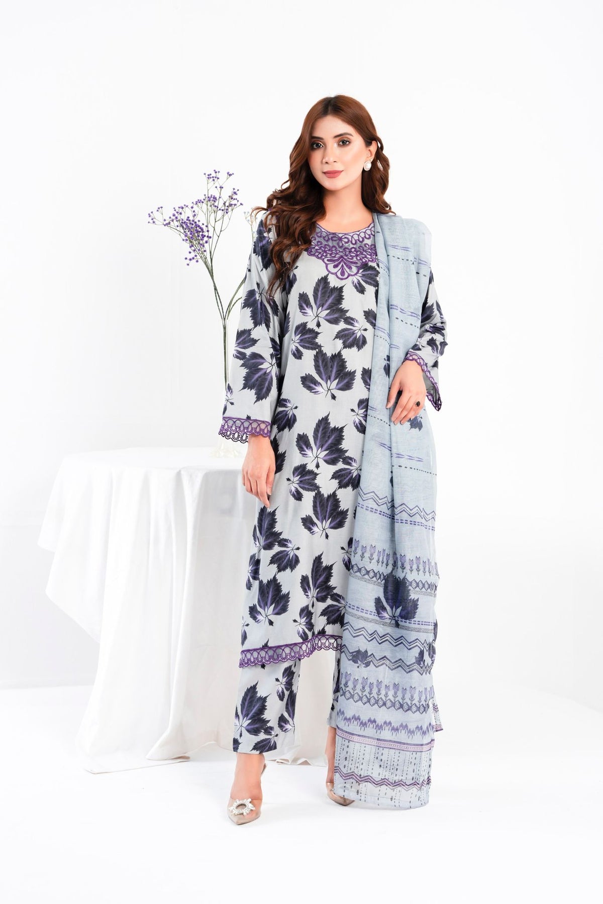 Maha Gul 3 Piece - Grey