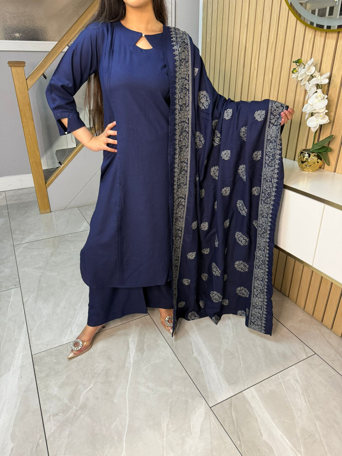 Noor Zahra 3pc Dhannak Suit With Embroidered Shawl