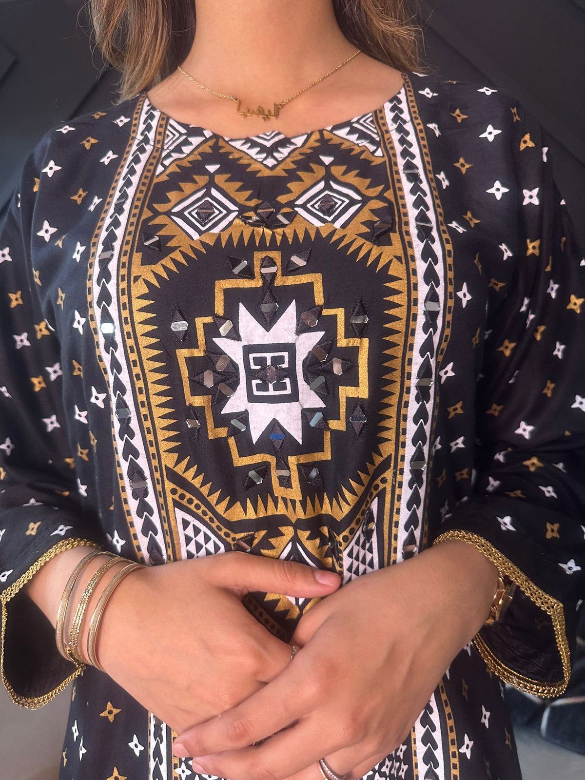 Sale Raniya Kurta - Black Block Print