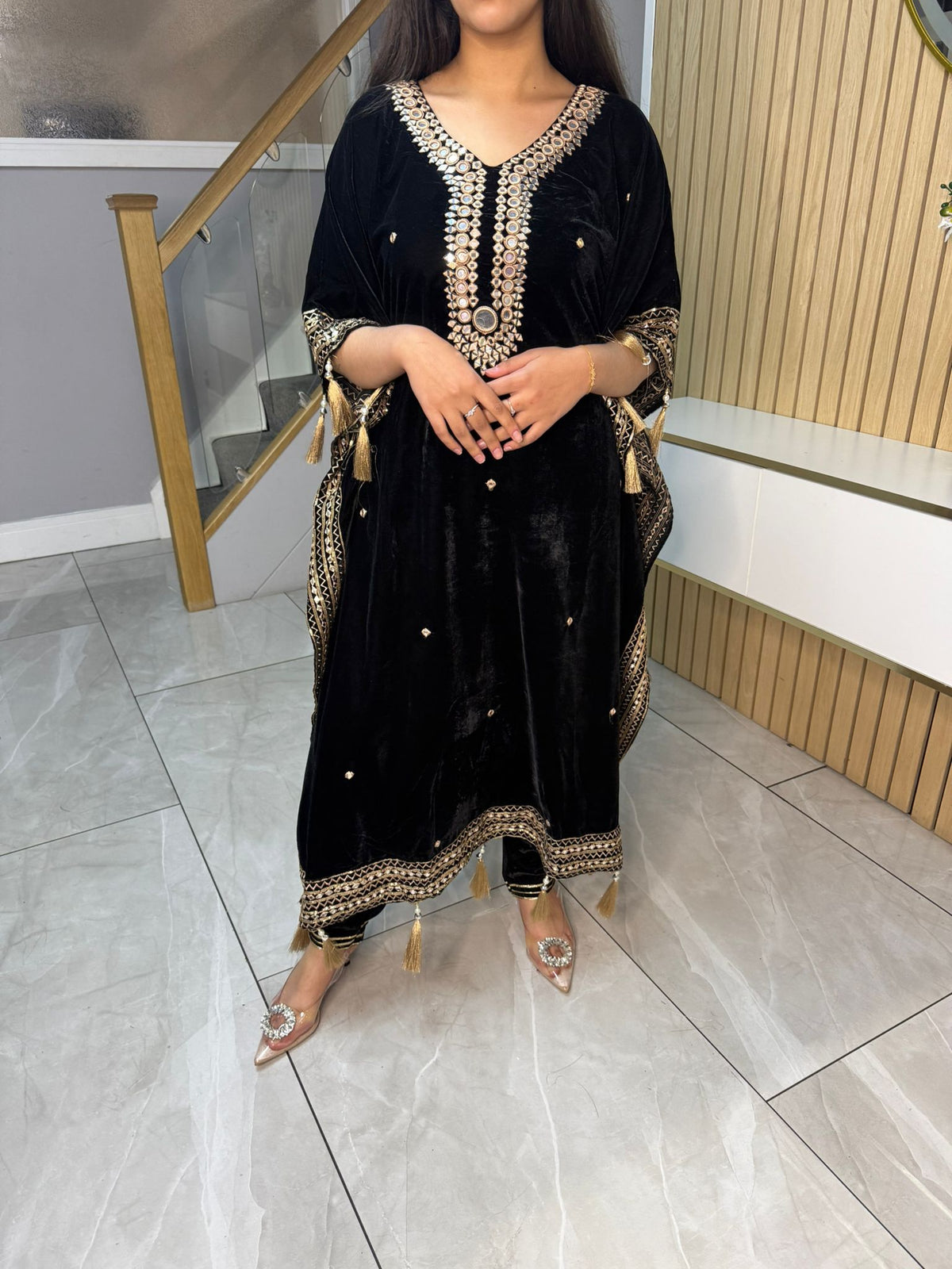 Mirror Velvet 2pc Kaftaan with Matching Trouser