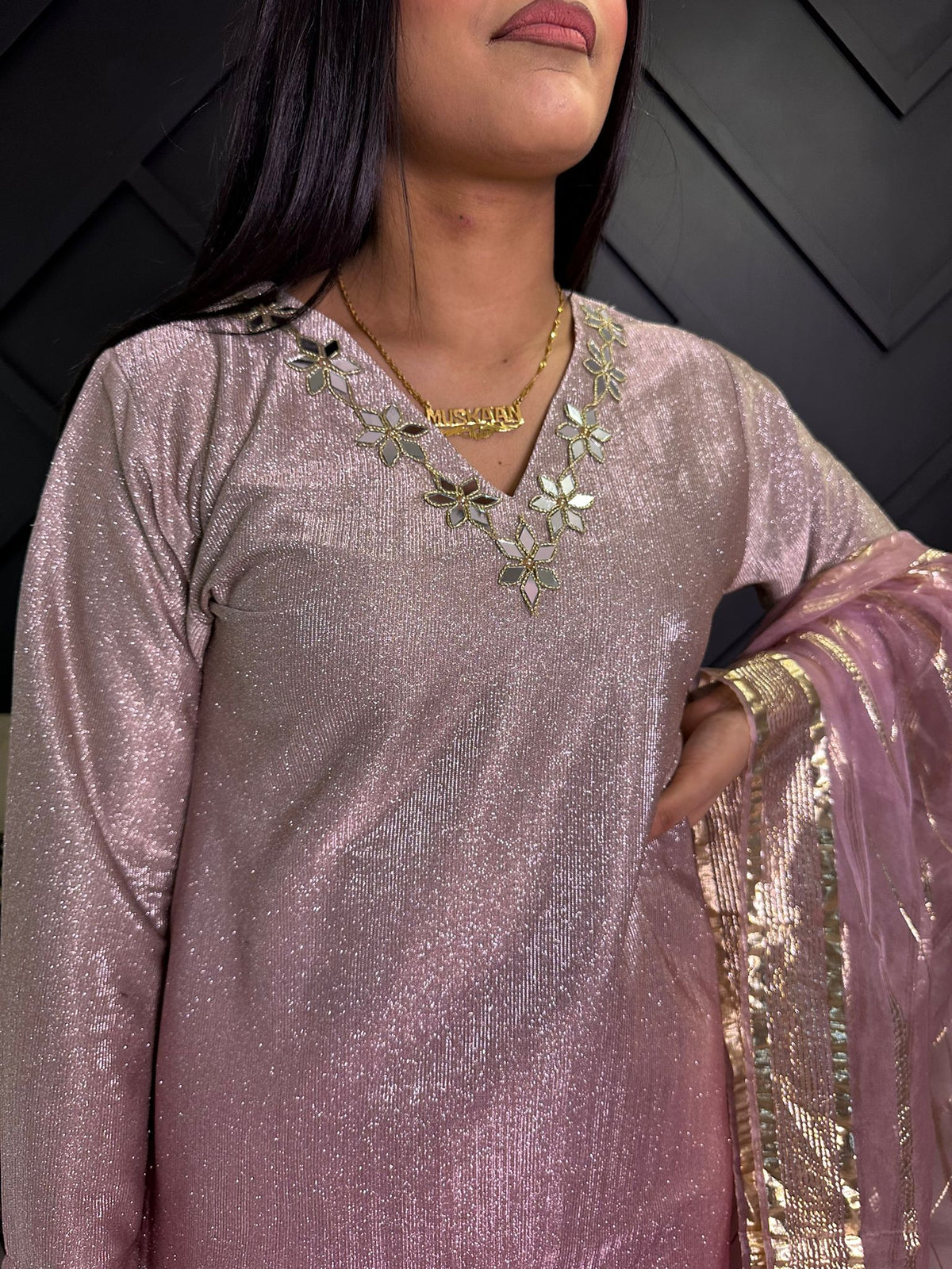 Kanwal Shimmer Suit  - Pink