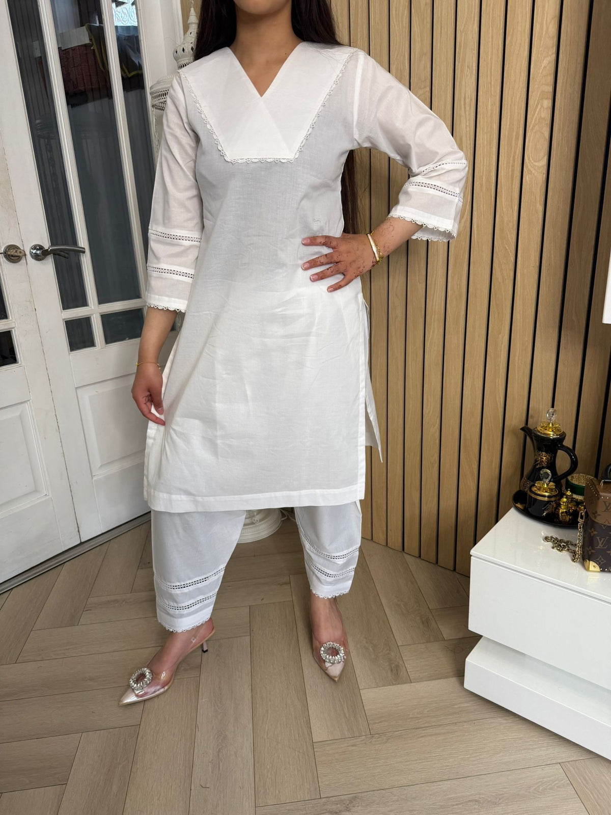 Baseema 2pc Cotton Co-ord With Shalwary U3-A4