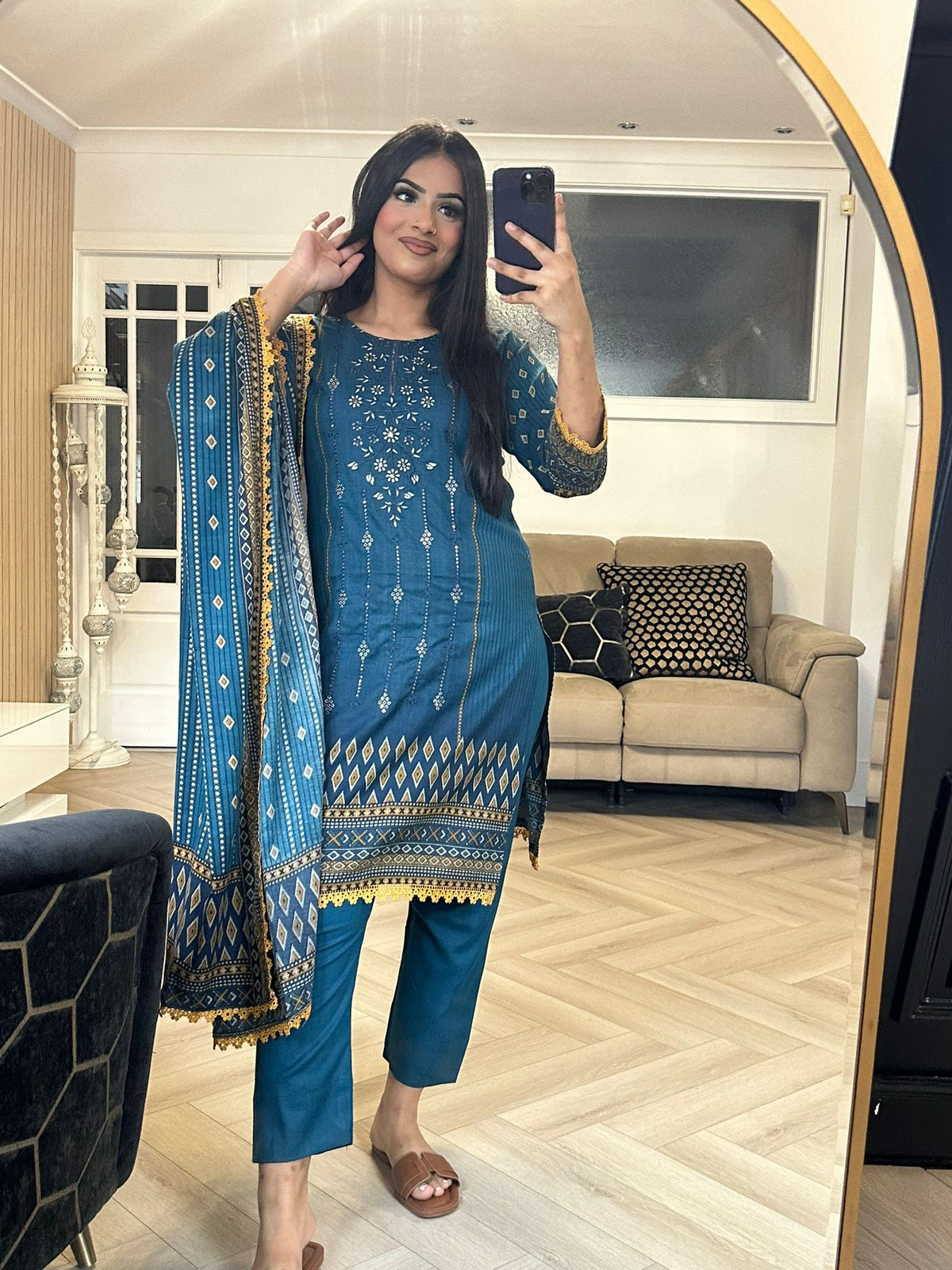 Alisha Dhannak 3PC- Turquoise