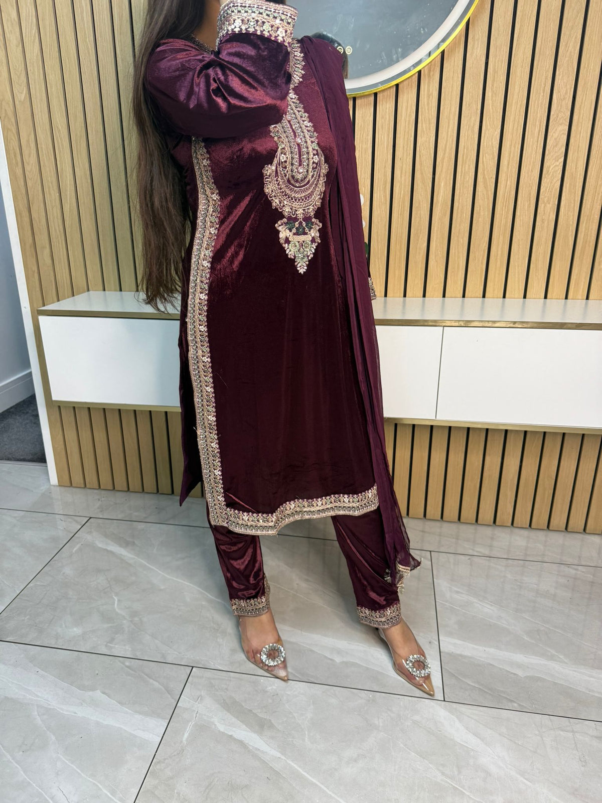 Saher Velvet 3pc Mother & Daughter Suits