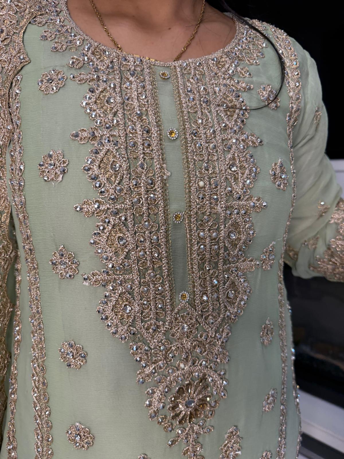 Thaira 3pc Mother & Daughter chiffon Suit With Plazzos U3-D4