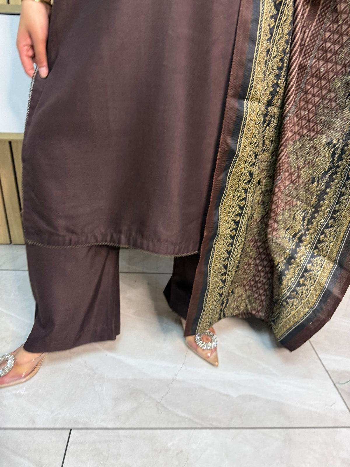 Haya 3pc Dhannak suit with Wool Shawl aww