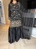 Fajar 3pc Chiffon Suit With Silk Gharara