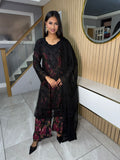 Rosey 3pc Chiffon Suit With Lace Detailing U2- C3