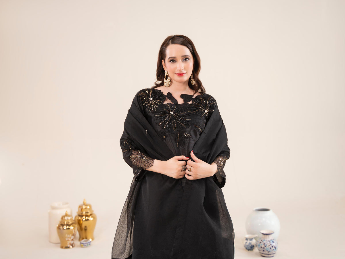 Chaandni Luxury 3pc Raw Silk Suits with Organza Scarf