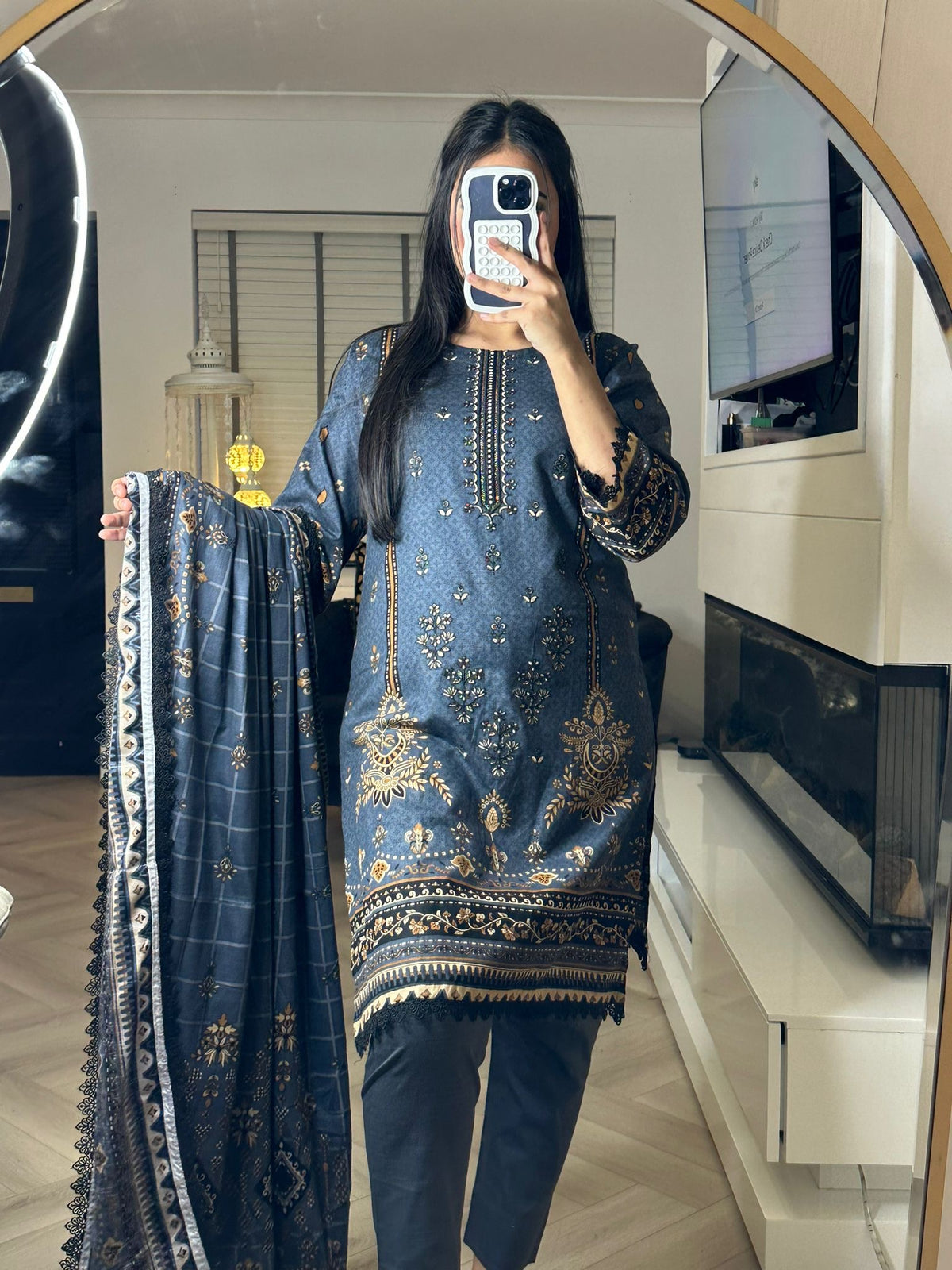 Safina 3pc Khaddar With Shawl