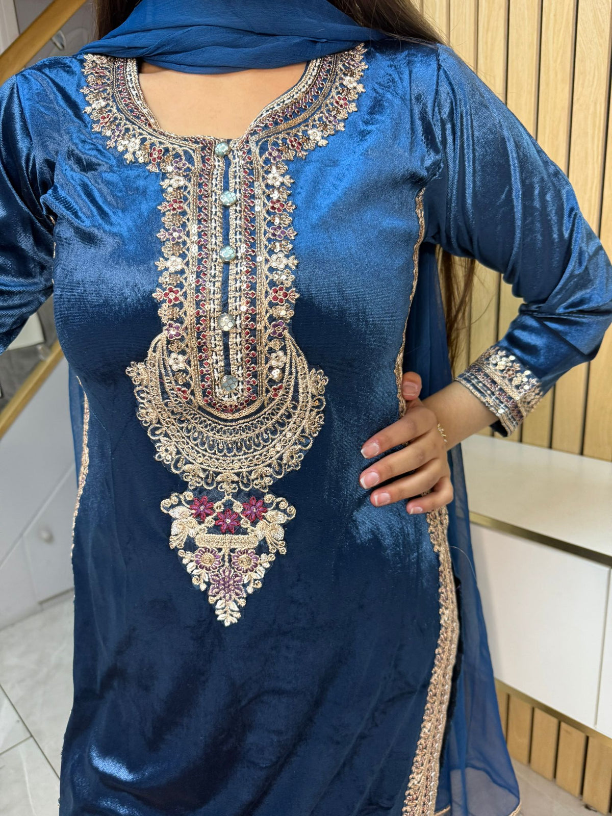Saher Velvet 3pc Mother & Daughter Suits