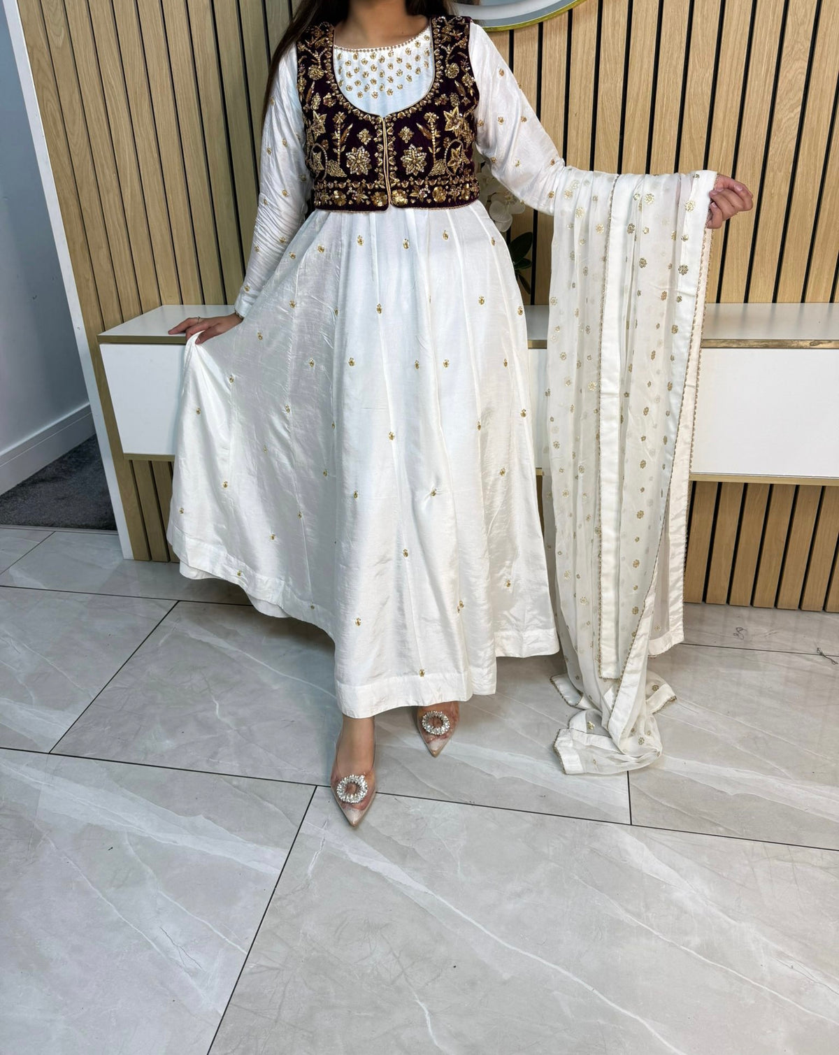 Rehma Luxury 3pc Silk Suits with Embroidered Velvet Koti