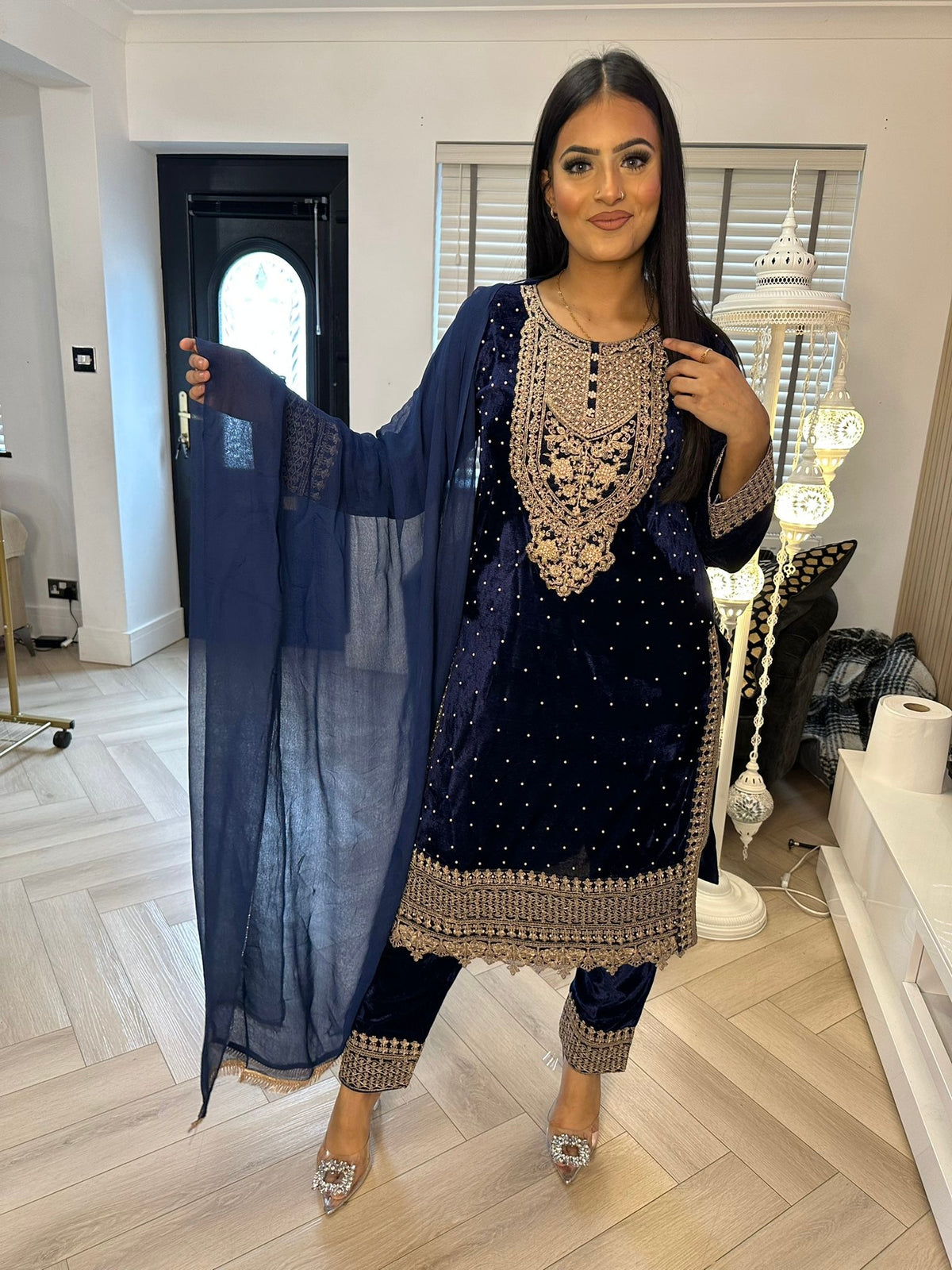 Velvet Pearl Embroidered 3pc Suit