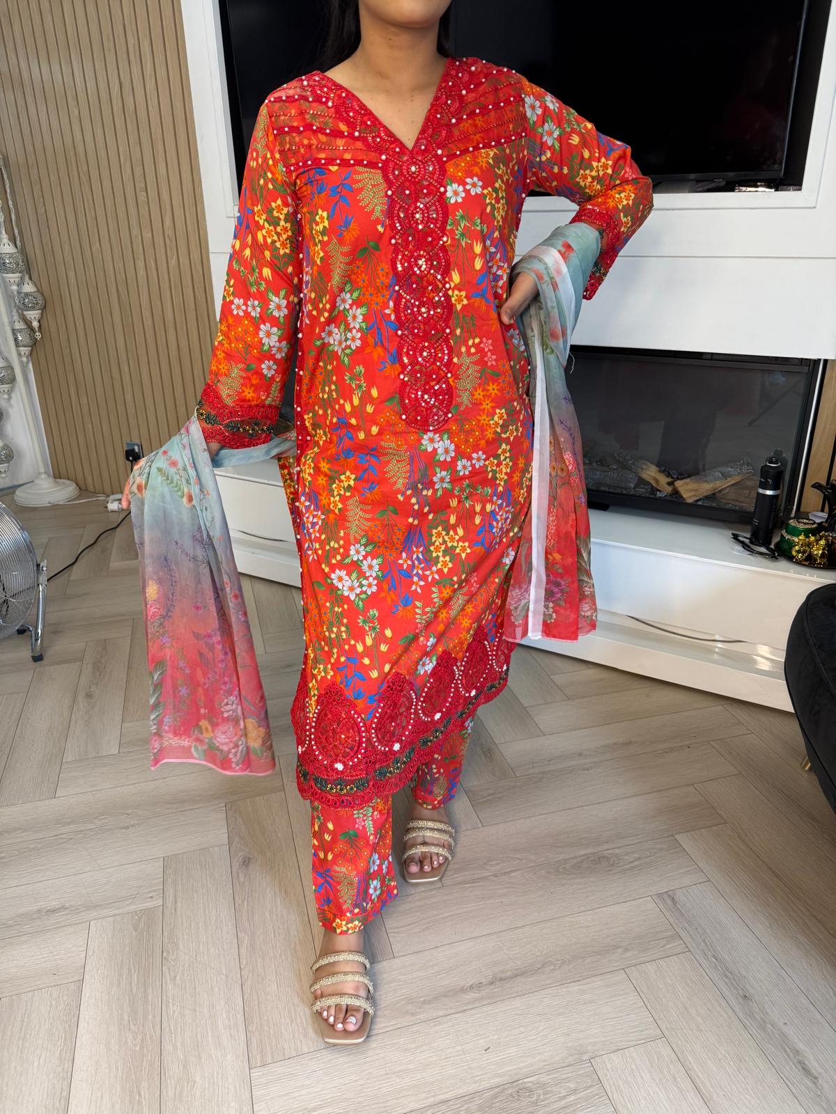 Adeela 3pc Printed Lawn Suit
