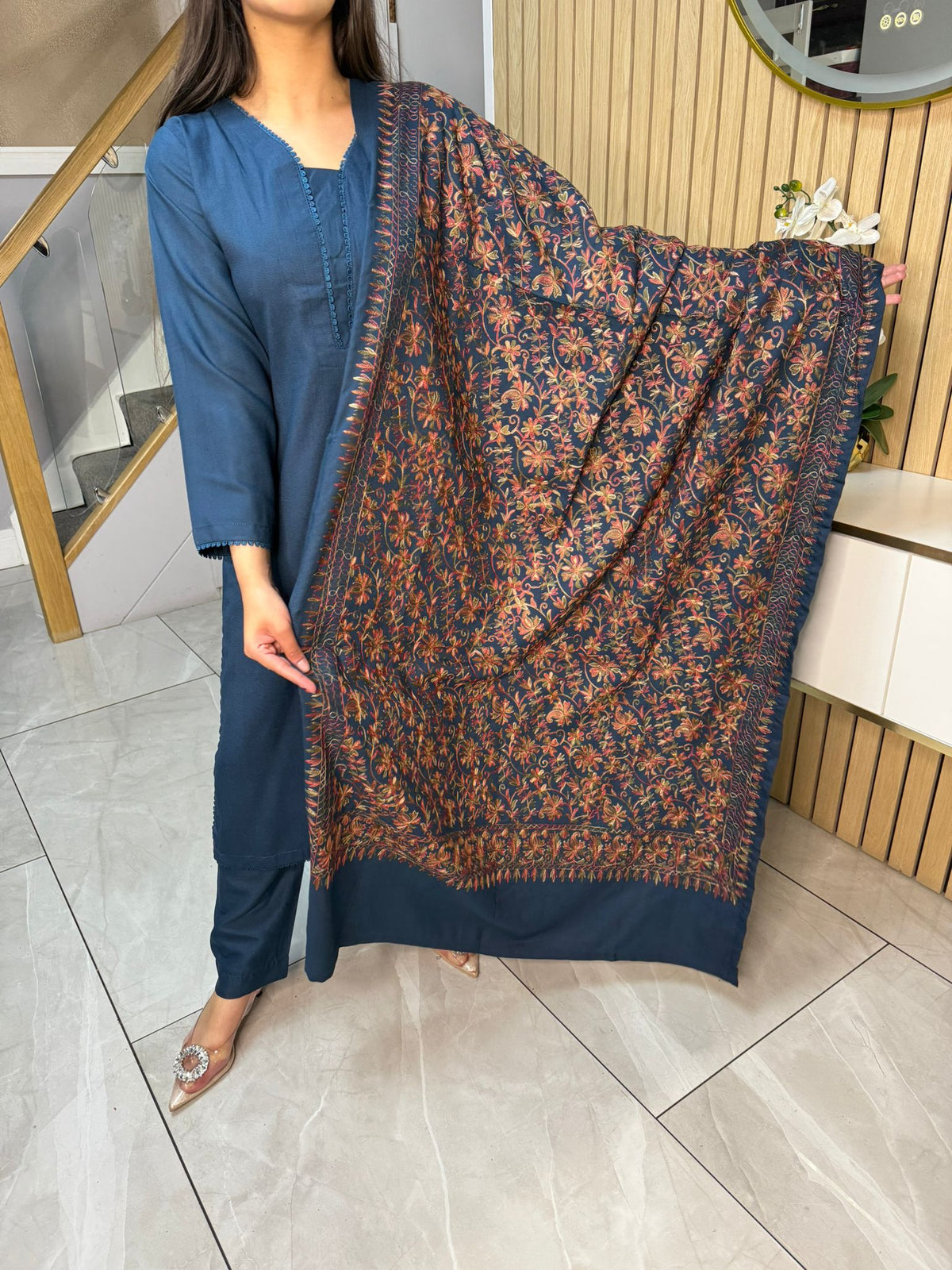 Noor Zahra 3pc Dhannak Suit With Embroidered Shawl