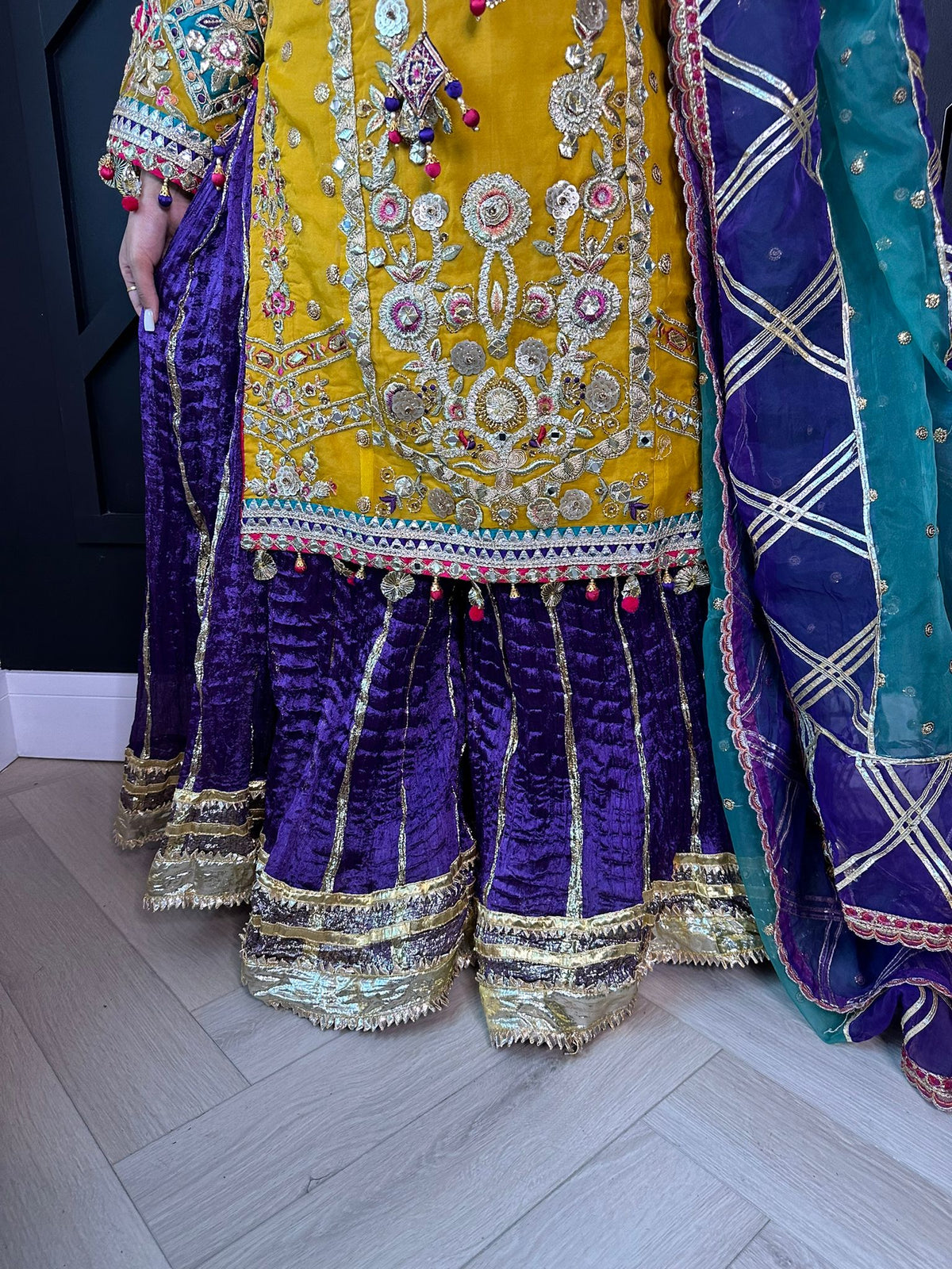 Karma-Yellow and Purple Sharara Style