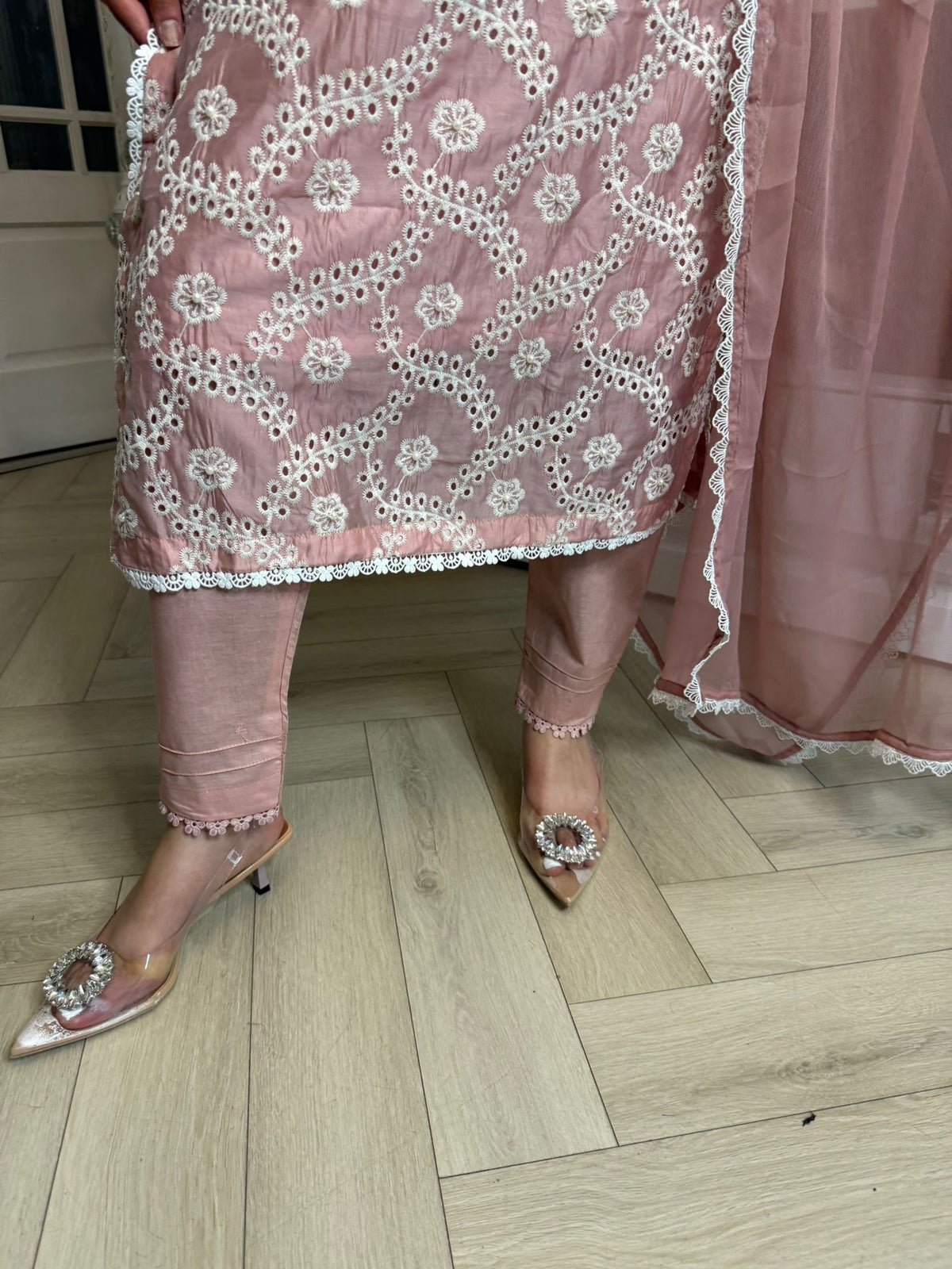 Radhiya 3pc Cotton Suit With Pearl Detailing