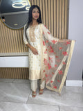 Zahira 3pc Indian Silk With Floral Net Dupatta U3-A5