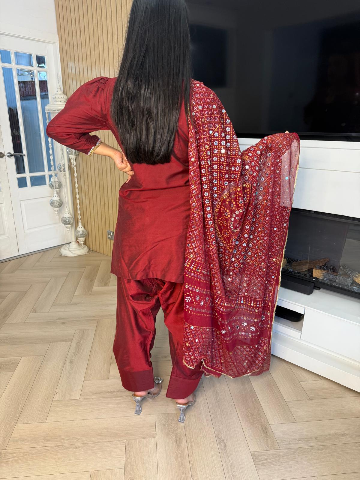 Sofia 3pc Farshi Shalwar With Fancy Dupatta