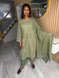 Maya 3pc Cotton Suit With Lace detailing D2-D4