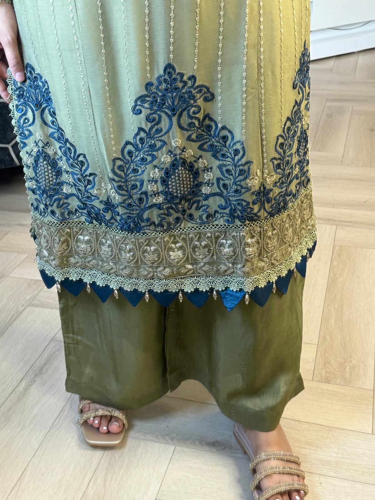 Maria B inspired  Chiffon 3pc Suit With Chiffon Duppata U2-A2