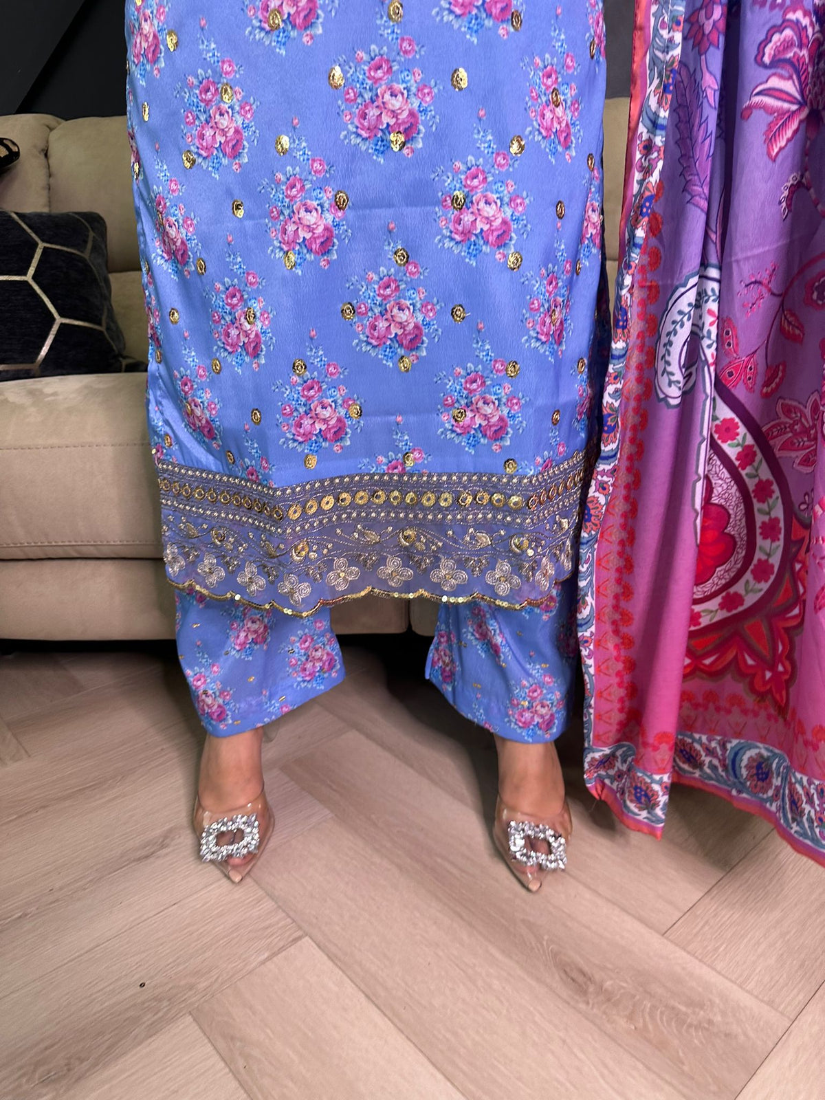 Sitare by Raniya - Blue and Pink Floral