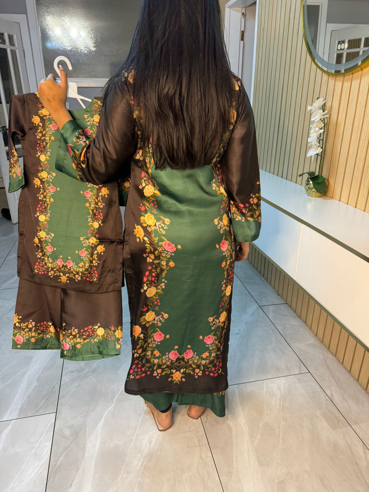 Shamila 2pc Silk Mother and Daughter Co-ord D1-F