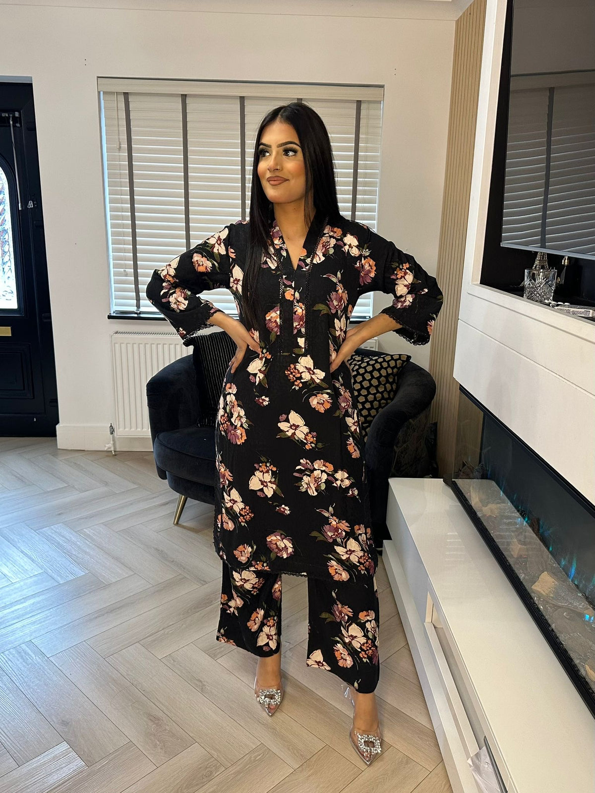 Zayna 2pc - Black Floral