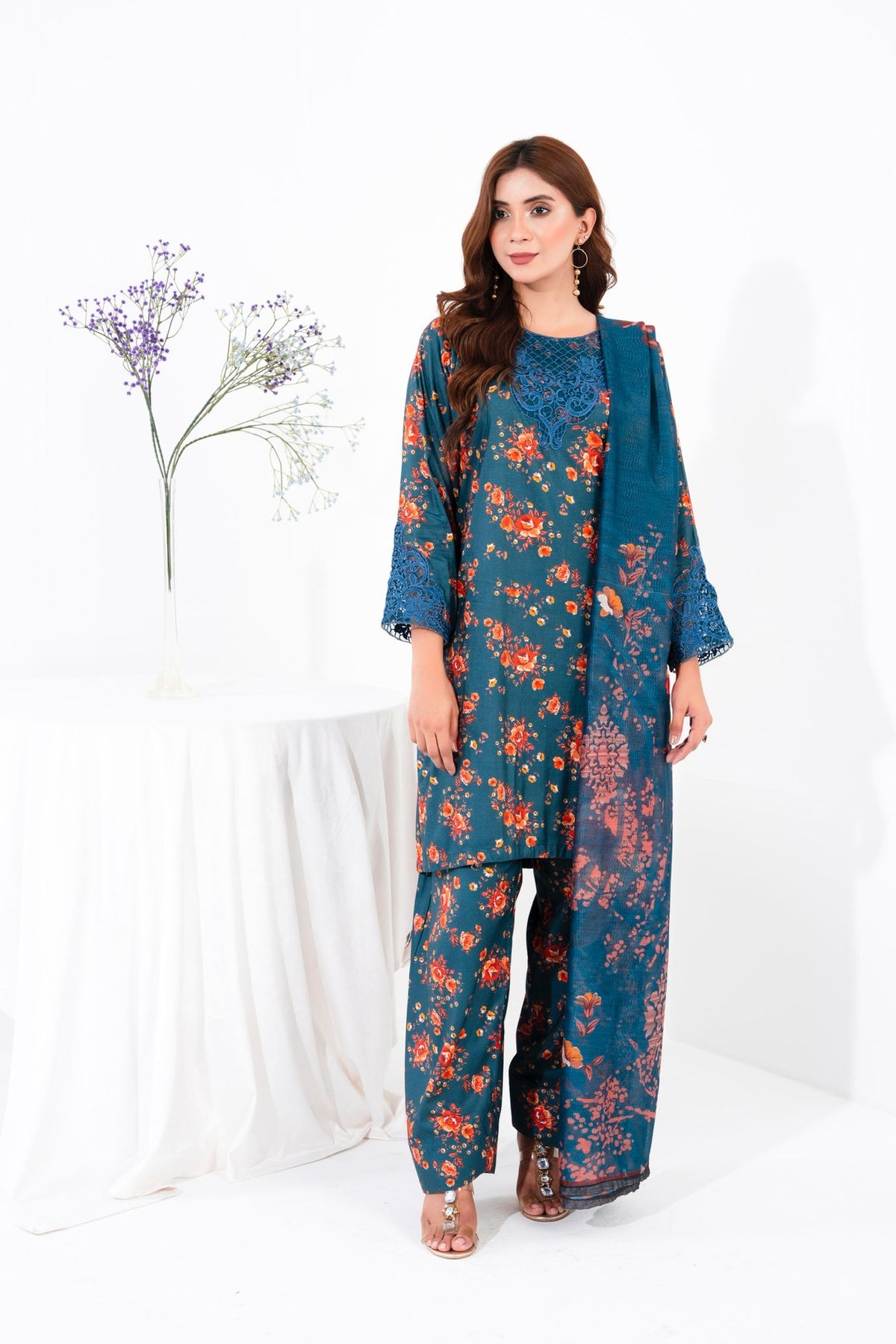 Maha Gul 3 Piece - Teal