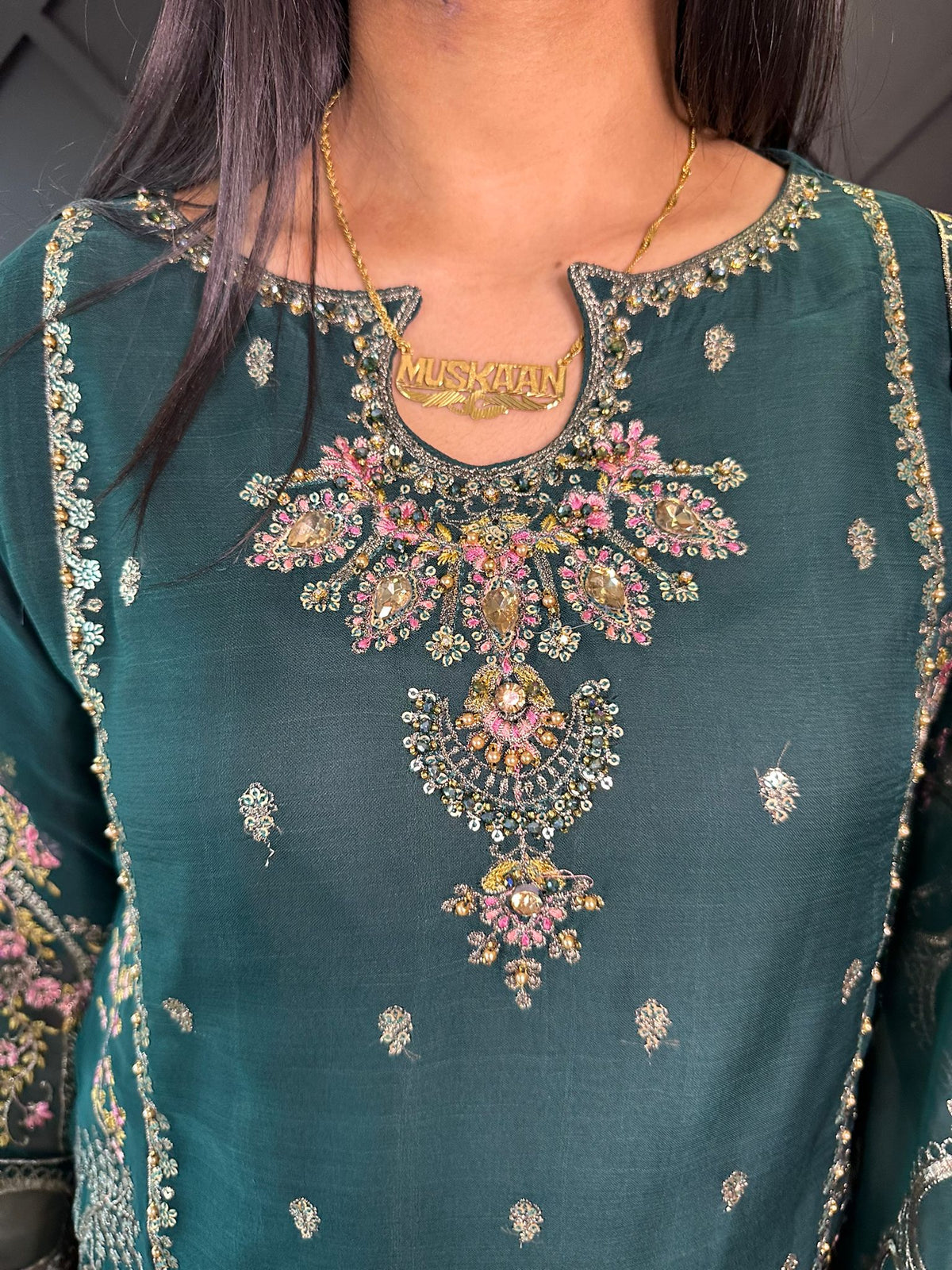 Diya Gharara - Dark Green