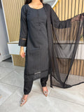 Rabya 3pc Cotton Suit With Button Detailing D2-D3
