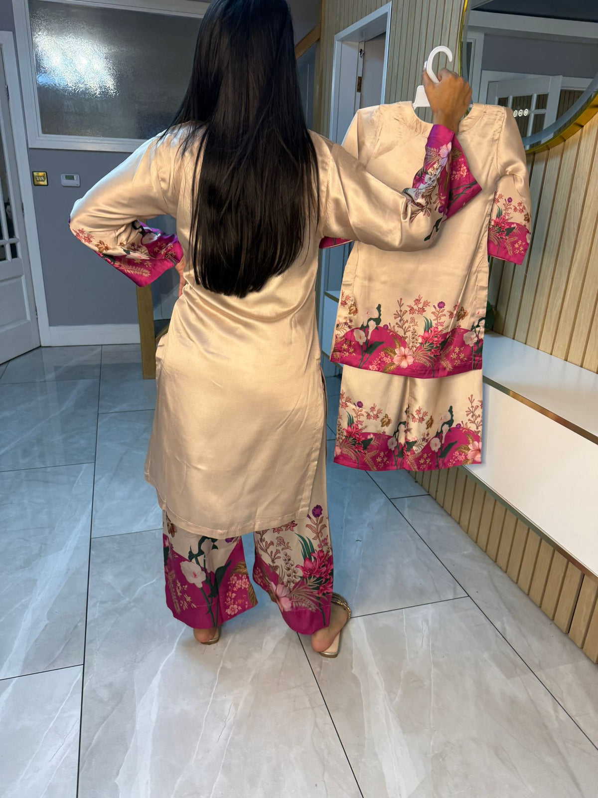 Shamila 2pc Silk Mother and Daughter Co-ord D1-F