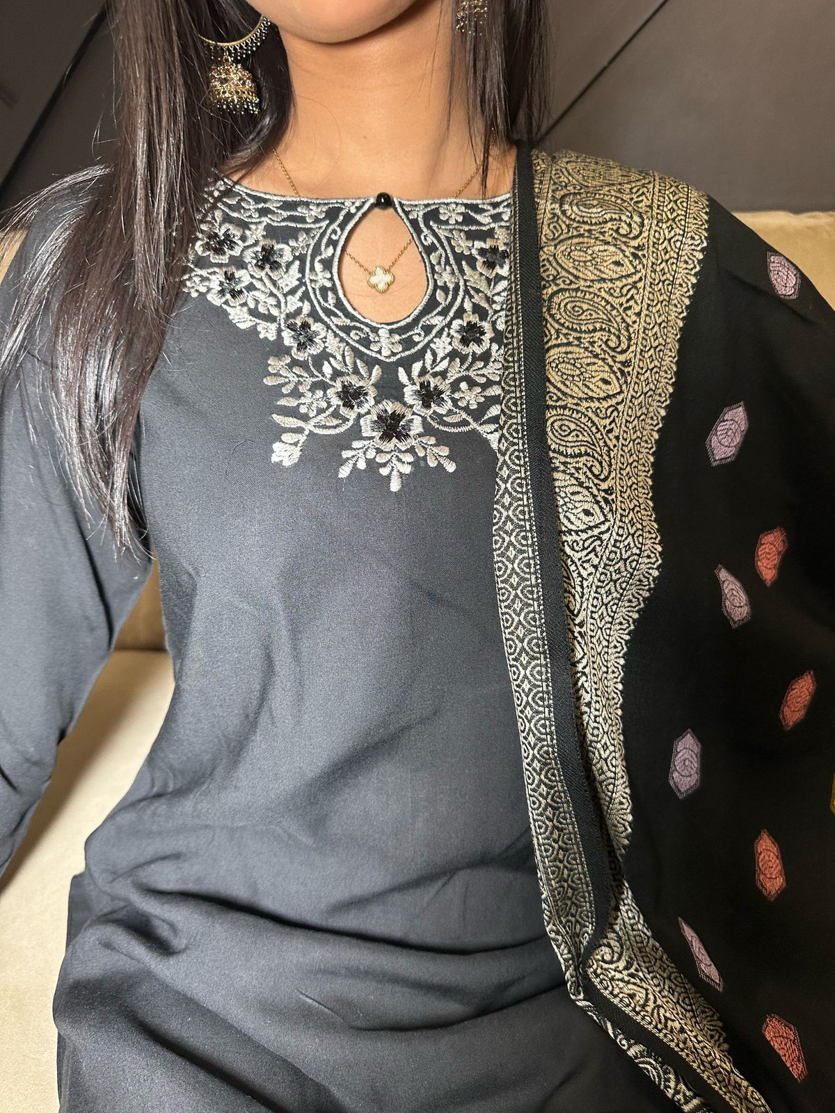 Rumaiza 3pc With Kashmiri Shawl