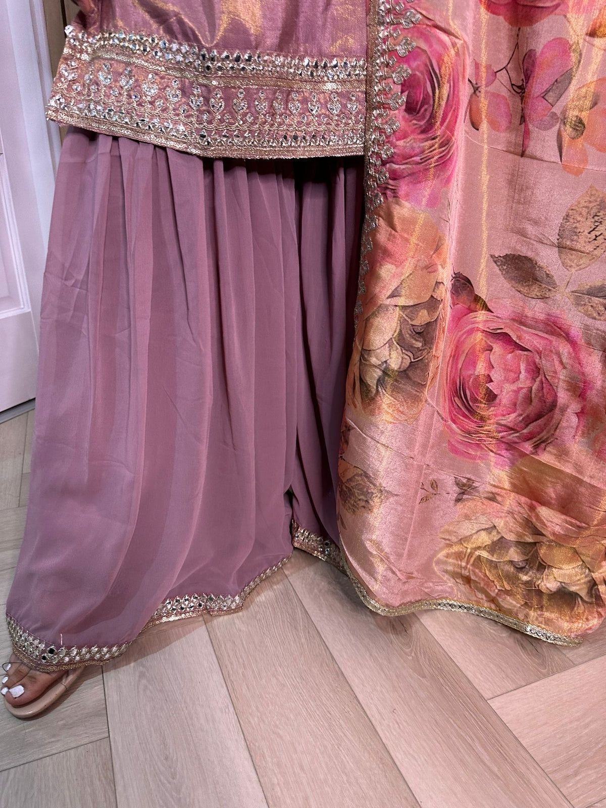 Liyanna 3pc Gharara With Floral Duppatta