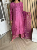 Zeba Silk 3pc Suit With Organza Duppata U2-E1