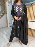 Arooj 3pc Linen Suit- Black D2-G2