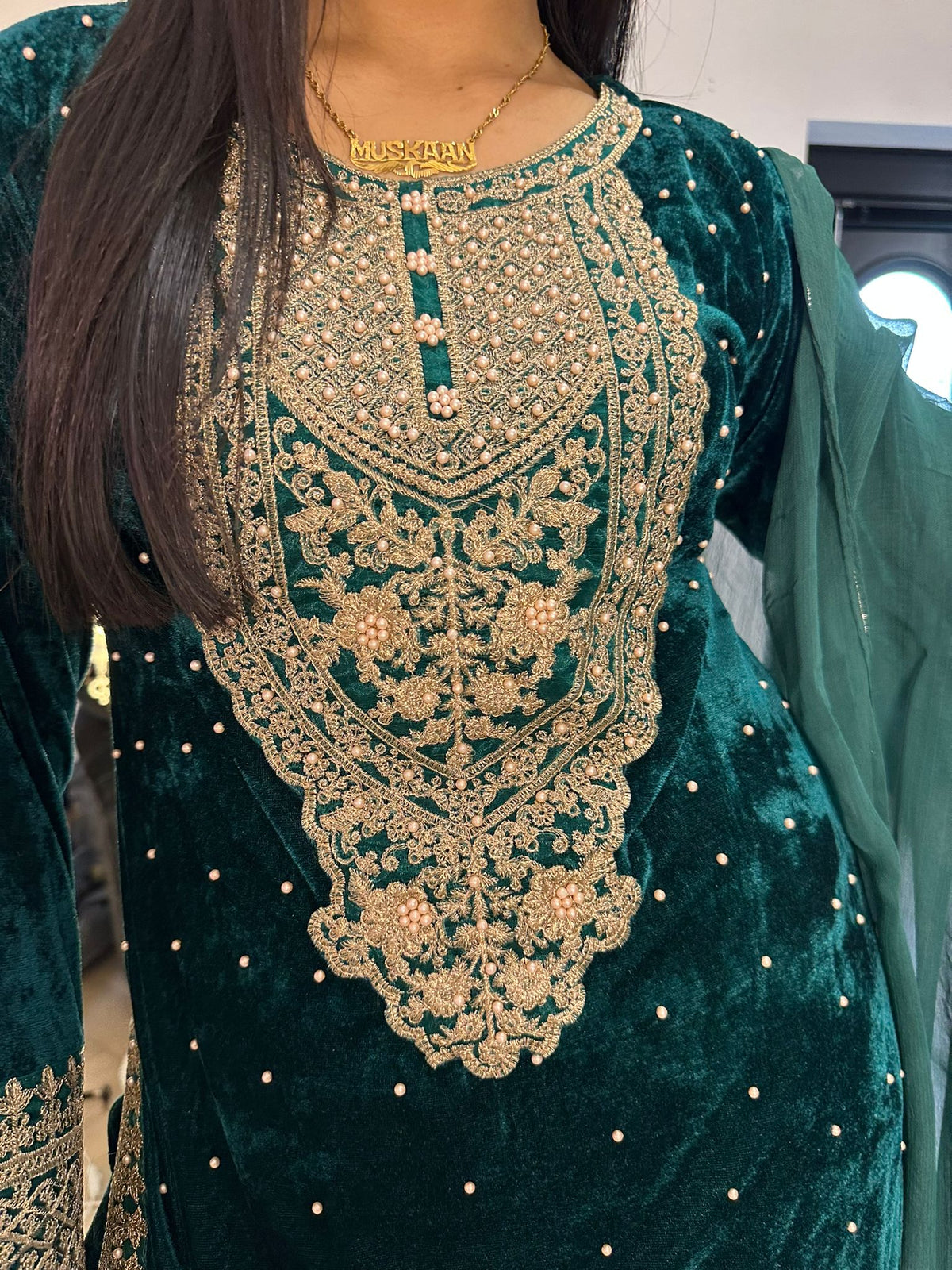 Velvet Pearl Embroidered 3pc Suit