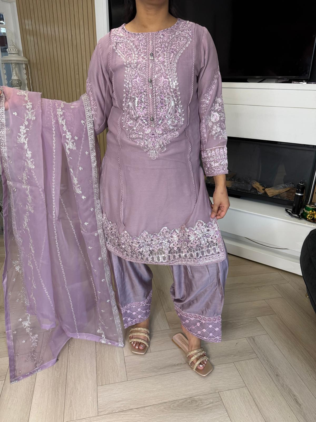 Atiqa Chiffon 3PC Suit With Organza Duppata