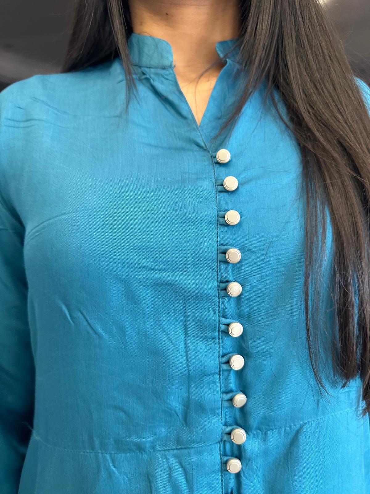 Peach Republic Buttoned Co-ord - Teal Blue