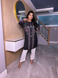 Sapphire Kurta - Black and Multi Print