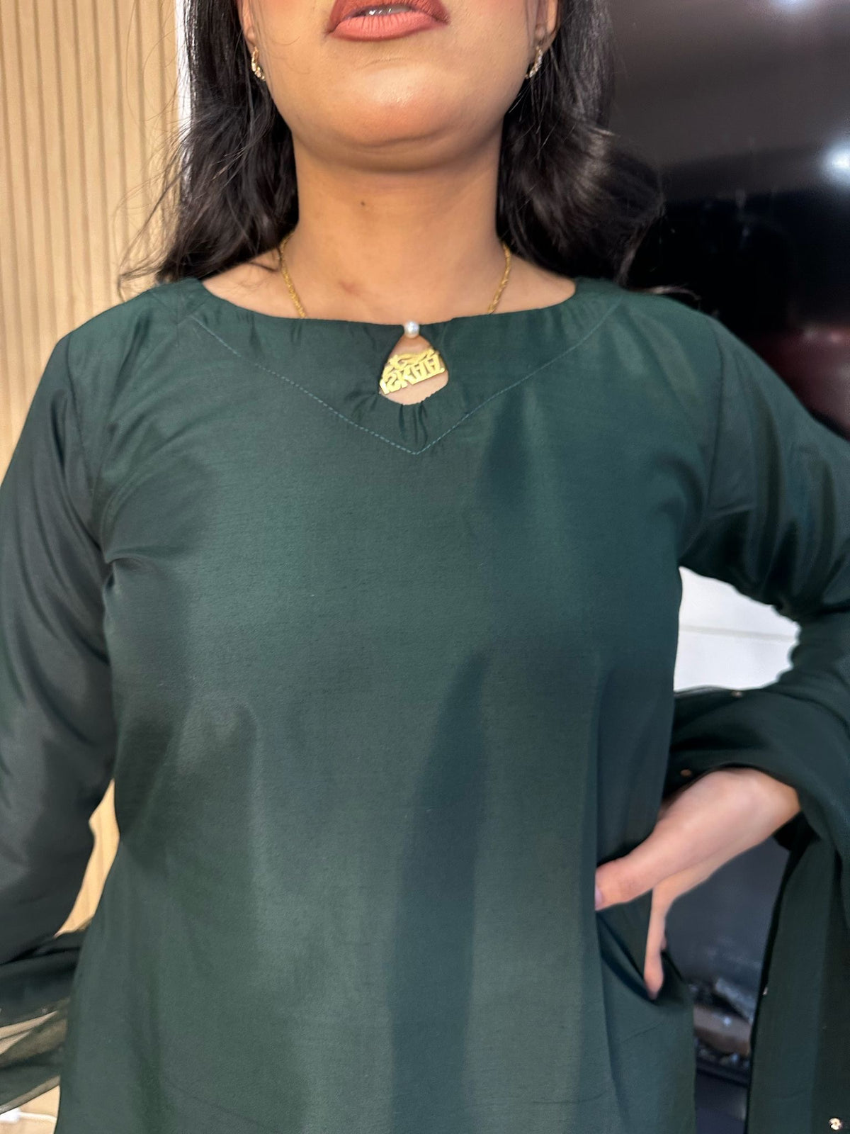 Keisha 3pc Plain Silk Farshi Shalwar