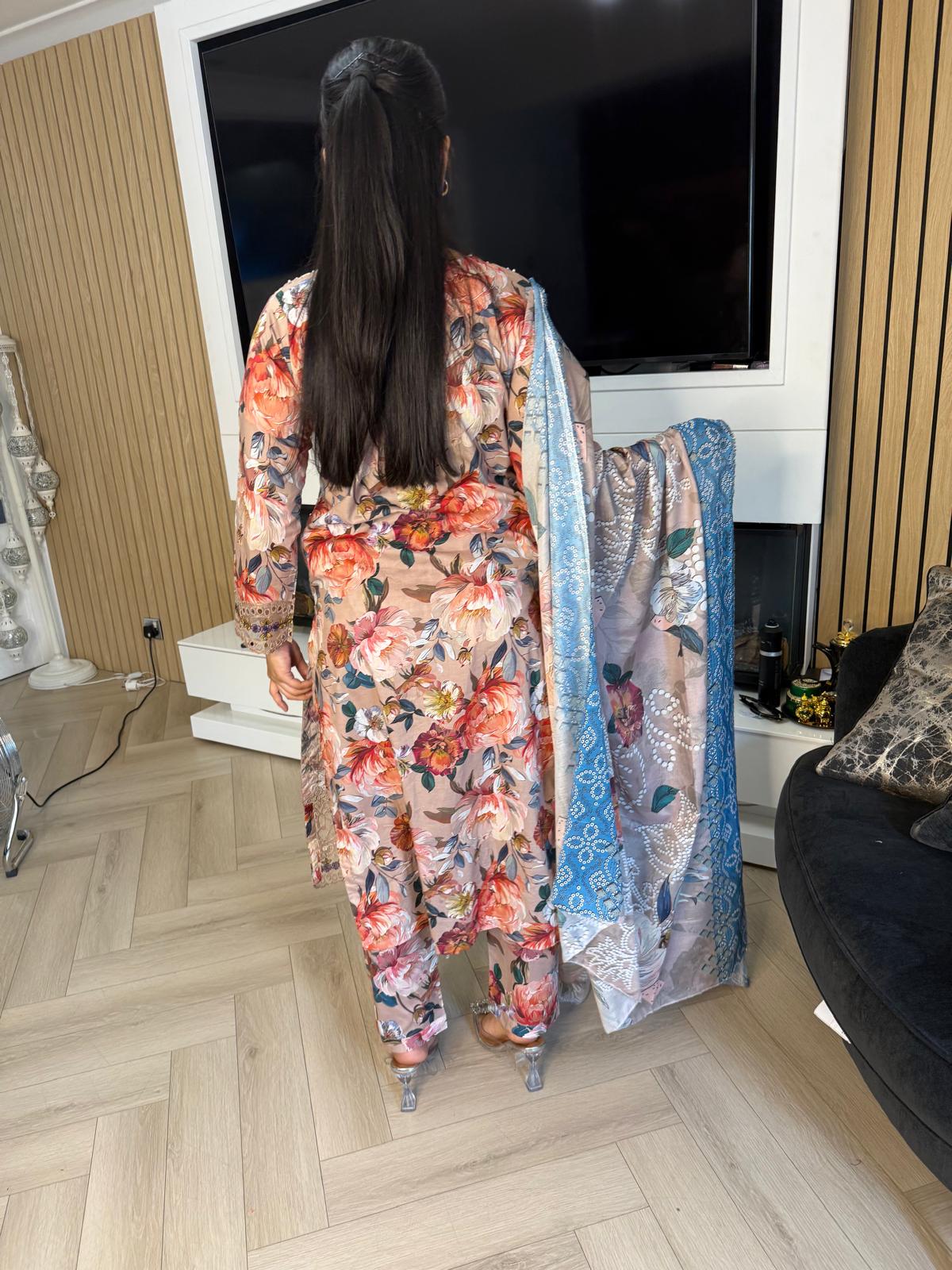 Adeela 3pc Printed Lawn Suit