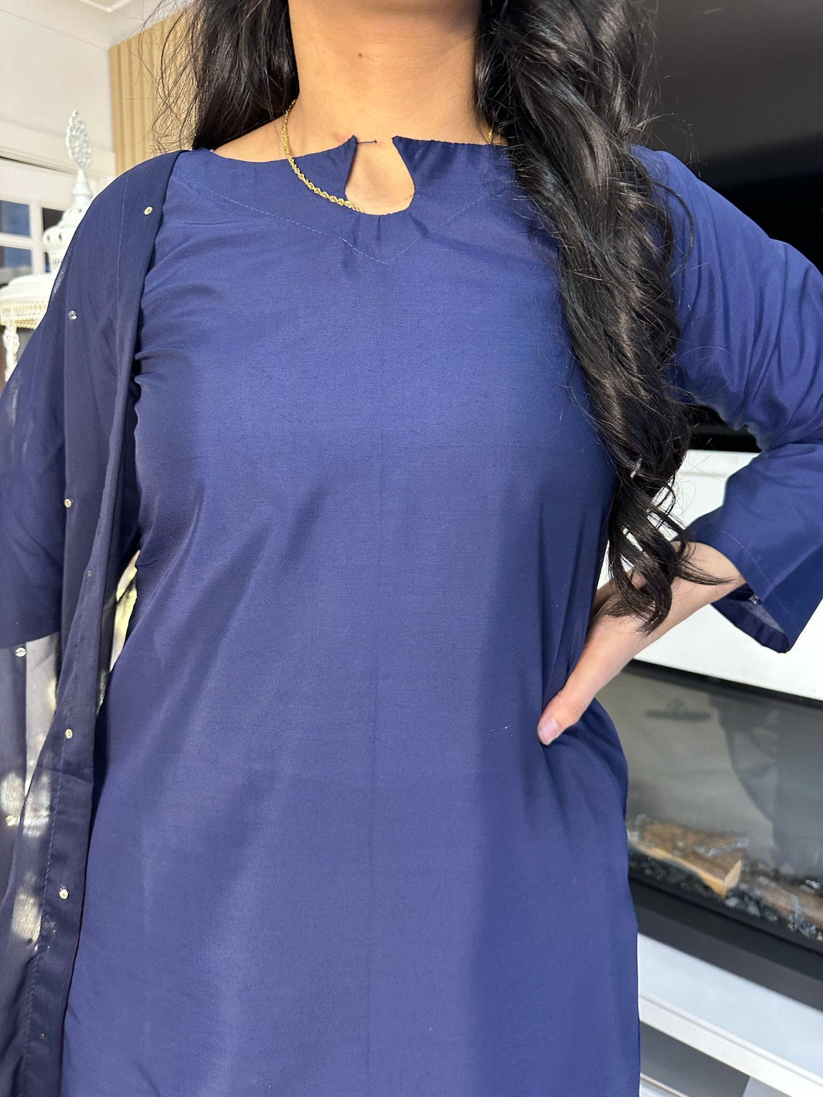 Keisha 3pc Plain Silk Farshi Shalwar
